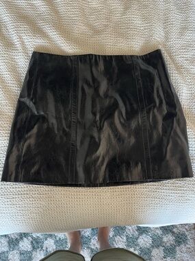 J. Crew Black Faux Leather Mini Skirt
